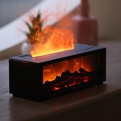 Flame Fireplace Humidifier Aromatherapy Essential Oil Diffuser with LED Light US