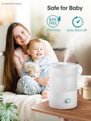 Humidifier for Bedroom Baby, 3.2L Top Fill Cool Mist Humidifiers for Nursery,…