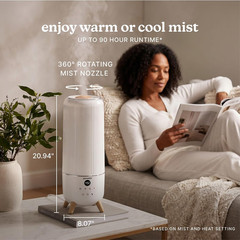 Warm and Cool Mist Ultrasonic Humidifier, Top Fill 2-Gallon Tank, up to 90-Hour
