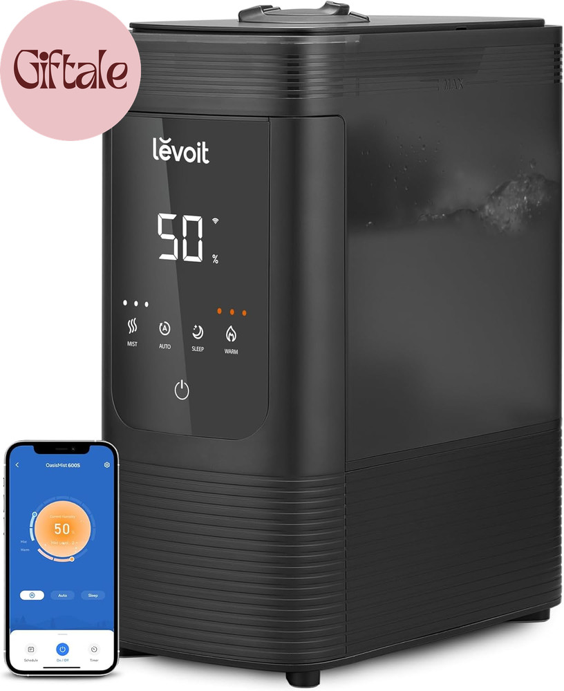 6L Smart Warm and Cool Mist Humidifiers for Home Bedroom, 60H Runtime and Auto C