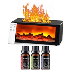 300ml Essential Oil Diffuser Fireplace Flame Humidifier Aromatherapy 7 Color Rem