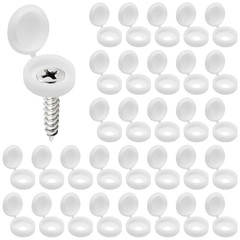 50 PCS White Plastic Hinged Screw Cover Caps for Covering Screw Heads, Fold Scre