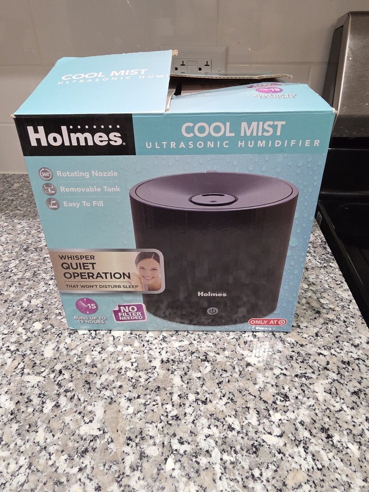 Holmes Ultrasonic Compact Humidifier 2 Quiet Cool Mist Setting No Filter Needed