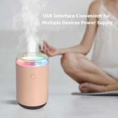 Mini Portable Ultrasonic Humidifier Colorful Light 2 Modes Pink