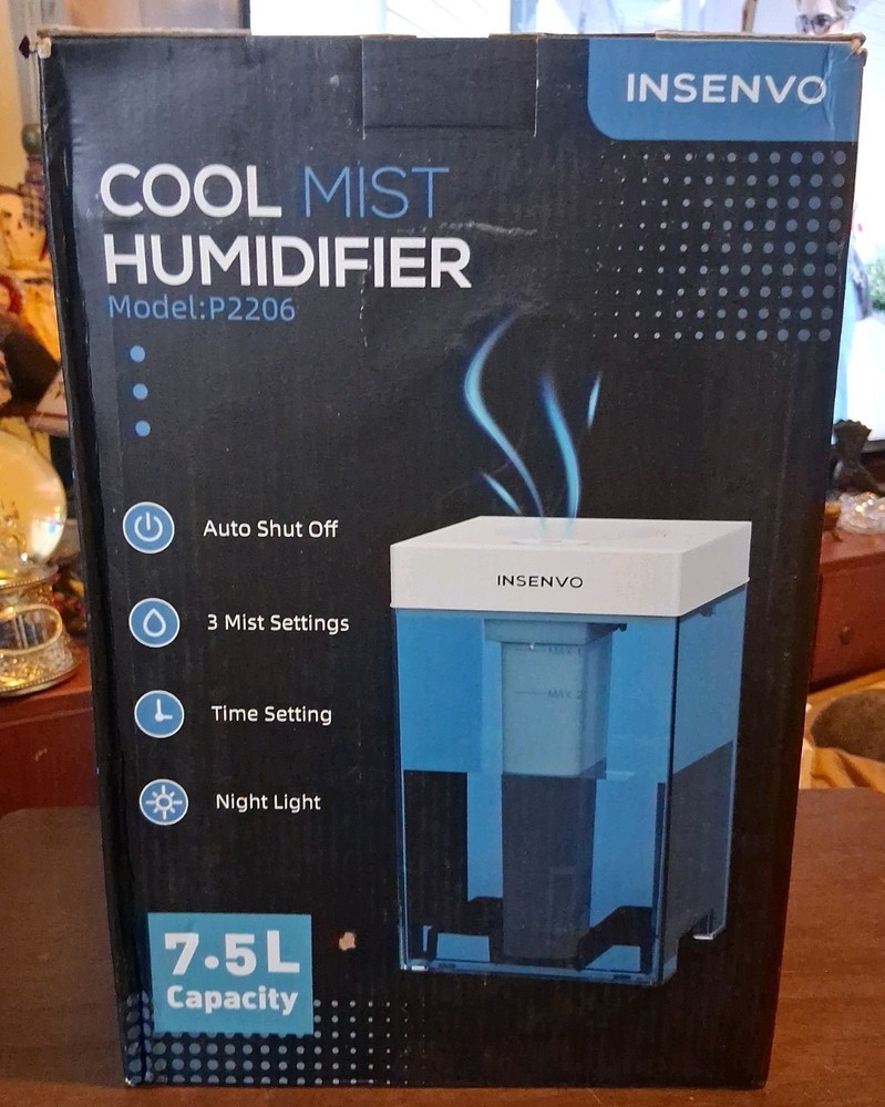 Insenvo Cool Mist Humidifier 7.5L Large Capacity Night Light NEW