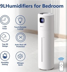 Keshan Ultrasonic Console Humidifier 9L White Touch/Remote Top-fill