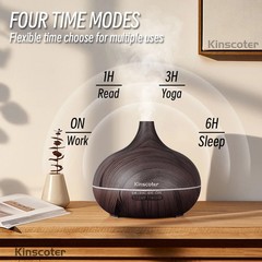 HUMI 500ml Wood Grain Ultrasonic Aromatherapy Diffuser Remote 7 Color LED Light
