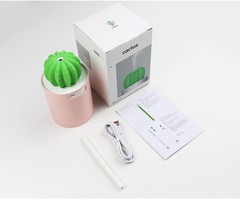 280ml USB Cactus Mini Humidifier – Ultra-Quiet & Portable for Travel Pink