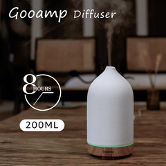 Gooamp 200ML Ceramic Essential Oil Diffuser – Ultrasonic 1 Pack, Wood