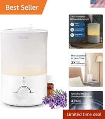 BPA-Free Humidifier & Cool Mist Diffuser with Night Light – 30 Hours Runtime