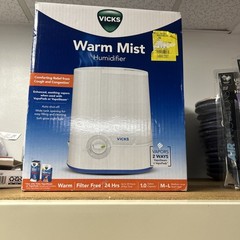 Vicks Warm Mist Humidifier 1.0 Gal Filter-Free Auto Shut-Off 24H VWM845V2
