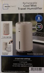 Mainstays Rechargeable Cool Mist Travel Humidifier BNIB 7 Color LED W/Travel Bag