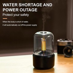 Black Vintage Style USB Plug In Candlelight Aroma Diffuser Humidifier 120ml