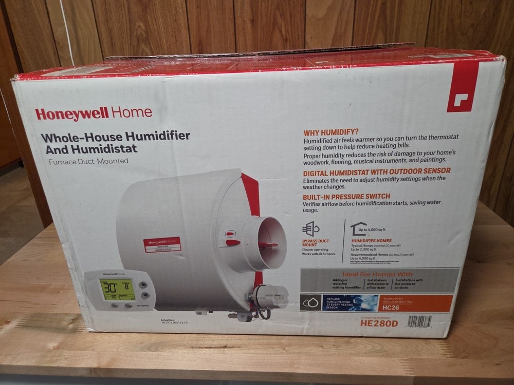 Honeywell Home HE280D 11.5 Gallon Flow Through Bypass Whole House Humidifier