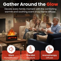 Fireplace Flame Aroma Diffuser – Ultrasonic Humidifier with LED Light