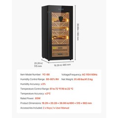 Electric Humidor Cabinet 105L 1000 Count Compressor Cooling Humidity Control