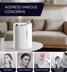 GENIANI Ultrasonic Cool Mist Humidifier for Bedroom, Large Rooms, 4L, White