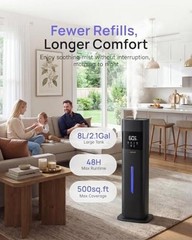 Humidifier Large Room, 2.1Gal/8L Cool Mist Humidifiers for Bedroom 500 sq Black