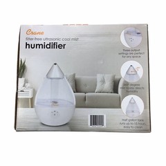 Crane Droplet Ultrasonic Cool Mist Humidifier 0.5 Gallon Tank Clear & White