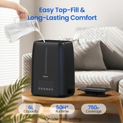 6L Top Fill Ultrasonic Humidifier – Cool and Warm Mist for Bedroom, Baby, Lar…
