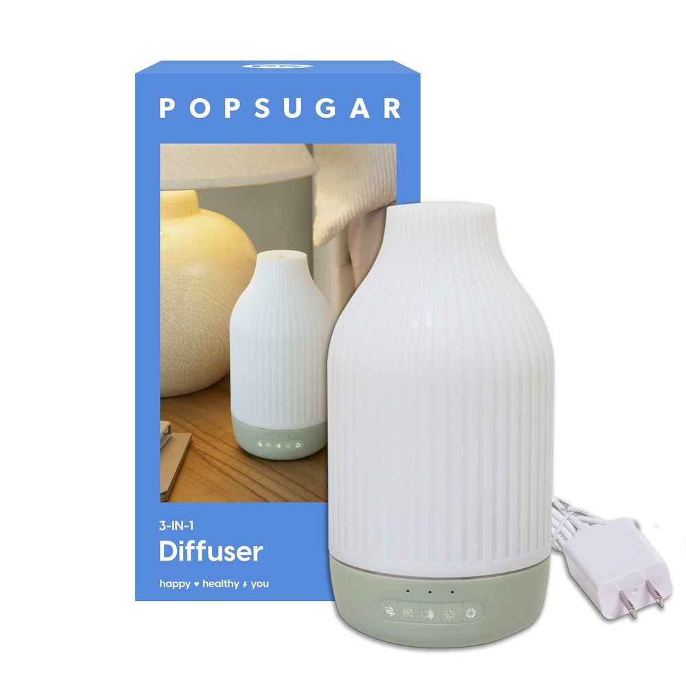 POPSUGAR 3-in-1 Aromatherapy Essential Oil Diffuser for Rooms and Home, White