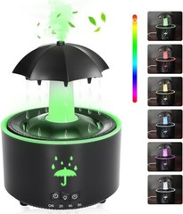 “Rain Umbrella Aroma Diffuser, 7-Color Light, Auto-Off (Black)”