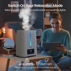 Chooone 6L Top Fill Ultrasonic Humidifier – Cool and Warm Mist Large, White