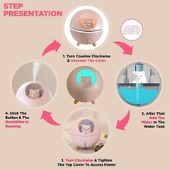 LED Light Humidifier Pet Planet Cat Ultrasonic Aroma Essential Oil Home Diffuser