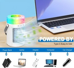 Mini Portable Air Conditioners Humidifier with 3 Speeds & 7 Colors Light, Quite