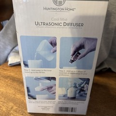 HUNTINGTON HOME COOL MIST ULTRASONIC DIFFUSER NEW Beige Two Mist Modes