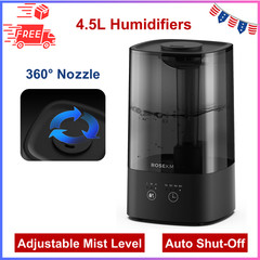 4.5L Humidifiers for Bedroom Cool Mist for Large Room Home, 360° Nozzle, Timer