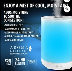 Bell Howell Top Fill Ultrasonic Color Changing Humidifier Cool Mist 1 gal