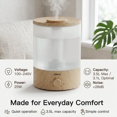 3.5L Ultrasonic Humidifier with 7-Colour Night Light, Aroma Diffuser Compatib…