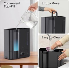 8L Ultrasonic Humidifier for Bedroom, Warm & Cool Mist, 65H Quiet Runtime