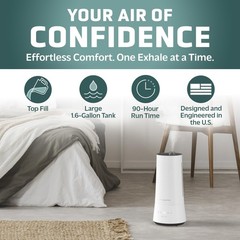 90Hour, 1.6 Gallon Top Fill Cool Mist Ultrasonic Humidifier for Large Rooms w…