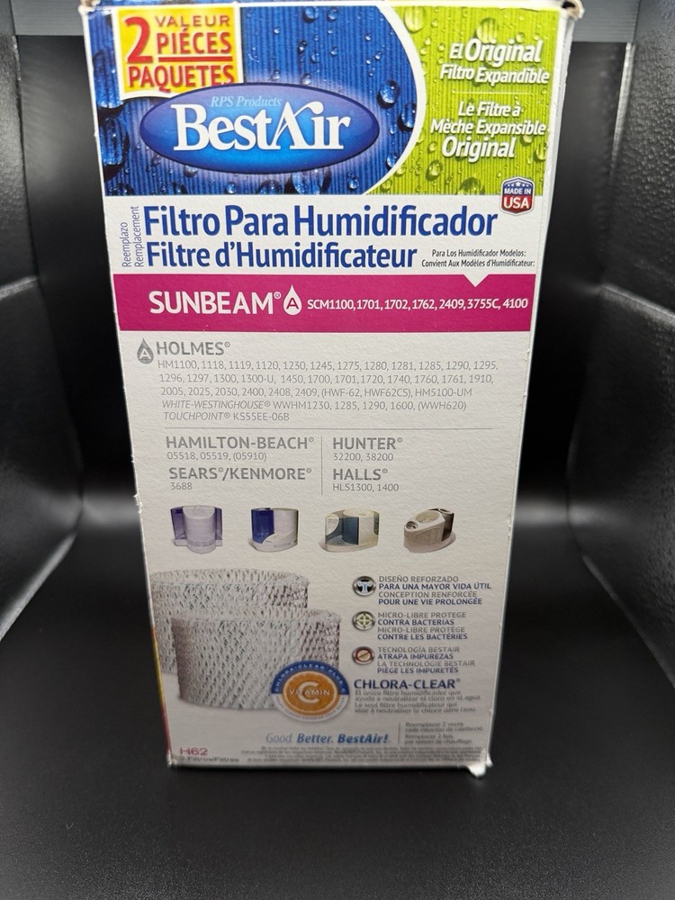 BestAir H62 Replacement Humidifier Filters Pack of 2