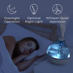Mistaire Ultrasonic Cool Mist Humidifier – Quiet Air Humidifier for Bedroom, Nur