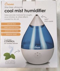 Crane Droplet – Ultrasonic Cool Mist Humidifier – 0.5 Gallon Tank – BRAND NEW