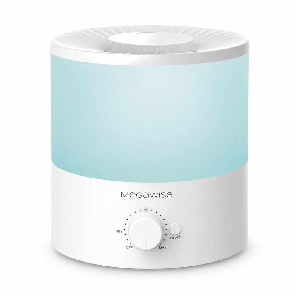 MEGAWISE 1.5L Large Cool Mist Humidifier for Spaces – 1.5L, White,Blue