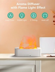 Flame Air Diffuser, Humidifier, Essential Oil Diffuser – 7 6.2 fl.oz, Black