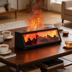 Fireplace Aromatherapy Diffuser 5W With RGB Lights 320ml Essential Oil Quiet