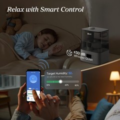 LEVOIT 6L Smart Humidifier Top Fill App Control 60H Runtime for Bedroom Gray