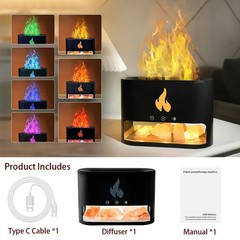New Fireplace Humidifier Crystal Salt Rock Fire Lamp 7 Color Flame Aroma Volcano