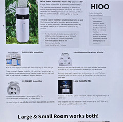 TOWER HUMIDIFIER FOR LARG ROOM ,HIOO HU18LW ULTRASONIC 26″