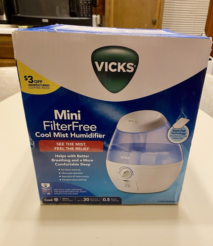 NIB Vicks Mini Filter-Free Cool Mist Dehumidifier