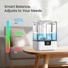6L Cool Mist Humidifier with Essential Oil Diffuser, Smart Touch/App Control, Ni