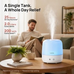 2L Cool Mist Humidifier for Bedroom, Quiet 24dB, Ultrasonic Air Moisturizer