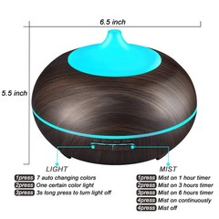 Essential Oil Diffuser 550ml Ultrasonic Aromatherapy Humidifier with Auto Shut