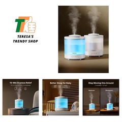 2 Pack Ultrasonic Humidifier with 7-Color Night Light & 9-Hour Timer for Sleep