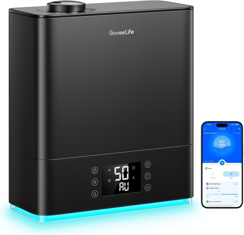 GoveeLife Smart Humidifier, suitable for large bedrooms, black.